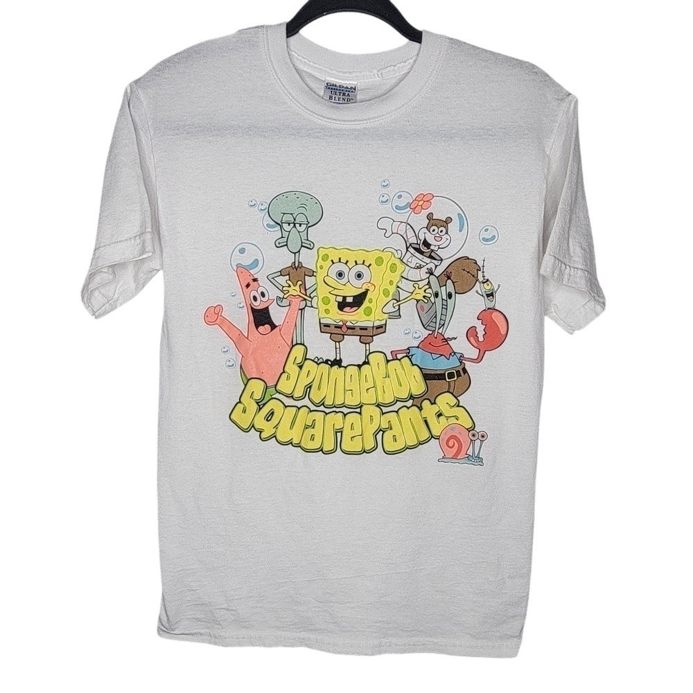 Vintage Y2K Spongebob Squarepants Nickelodeon Graphic T-Shirt in White Size S